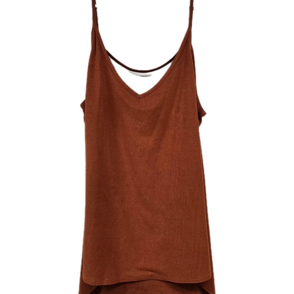 Shyanne Faux Suede Womens Large Tank Top Brown Stretchy Country Western Festival